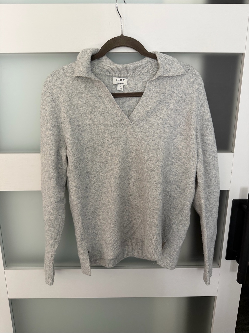 J. Crew Light Gray Collared V-Neck Sweater